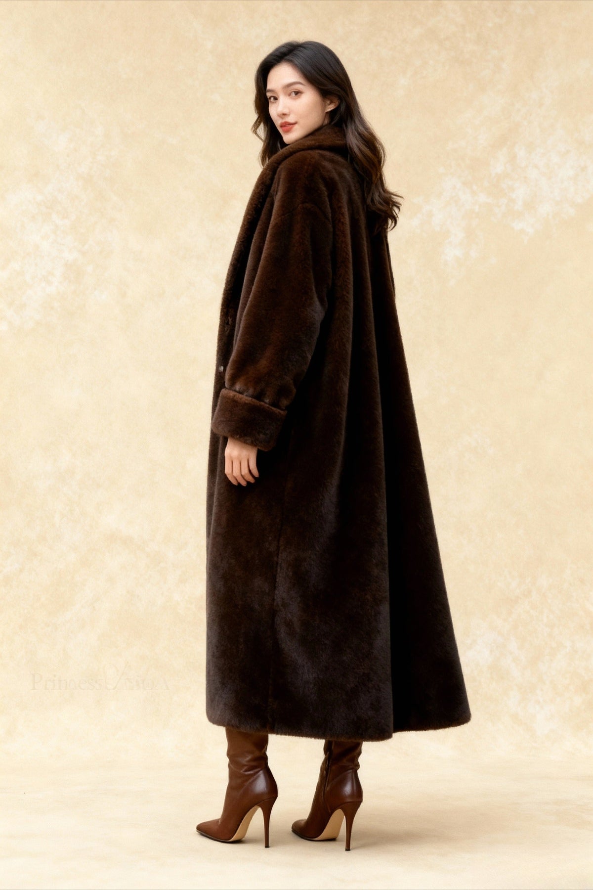 Faux Fur Lapel Plush Imitation Mink Overcoat