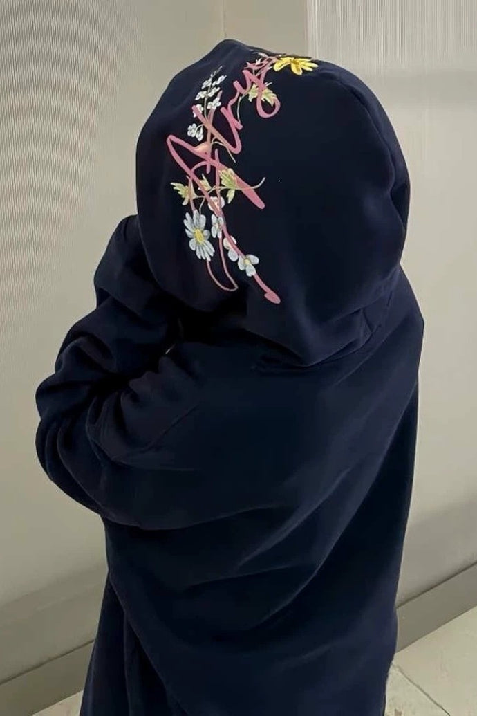 Retro Floral Embroidered Thick Fleece Hoodie