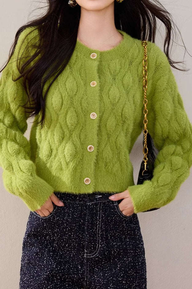 Faux Fur Cable Knit Cardigan