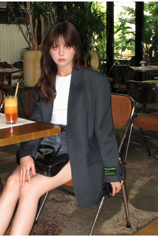 Wide Shoulder Office Blazer