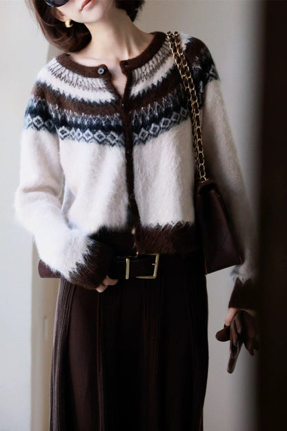 Round Neck Fair Isle Cardigan