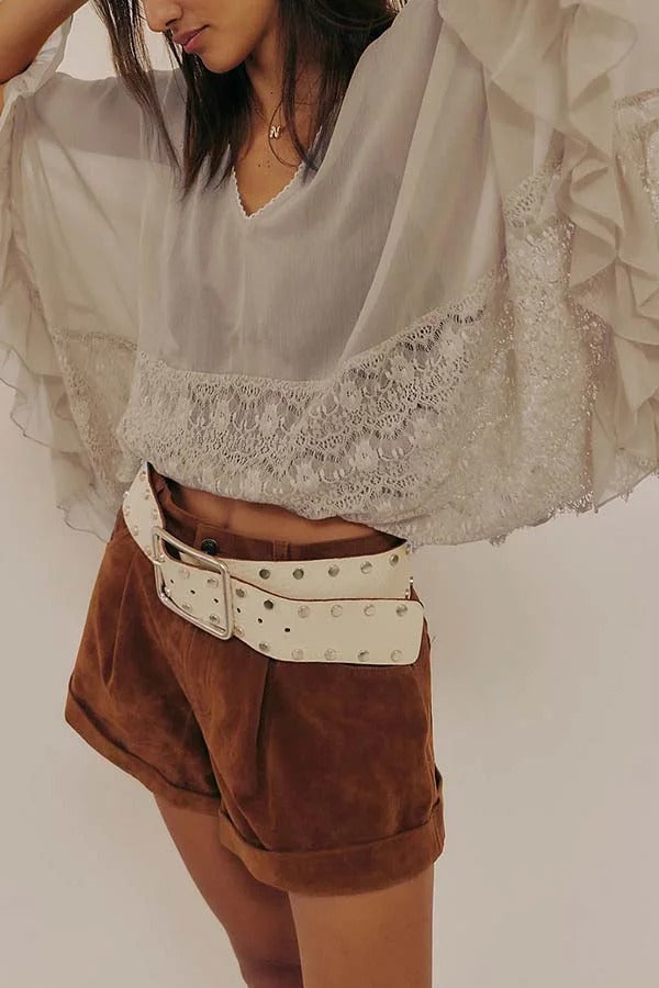 Fashionable Patchwork Lace Batwing Sleeve Loose Beach Cover Up