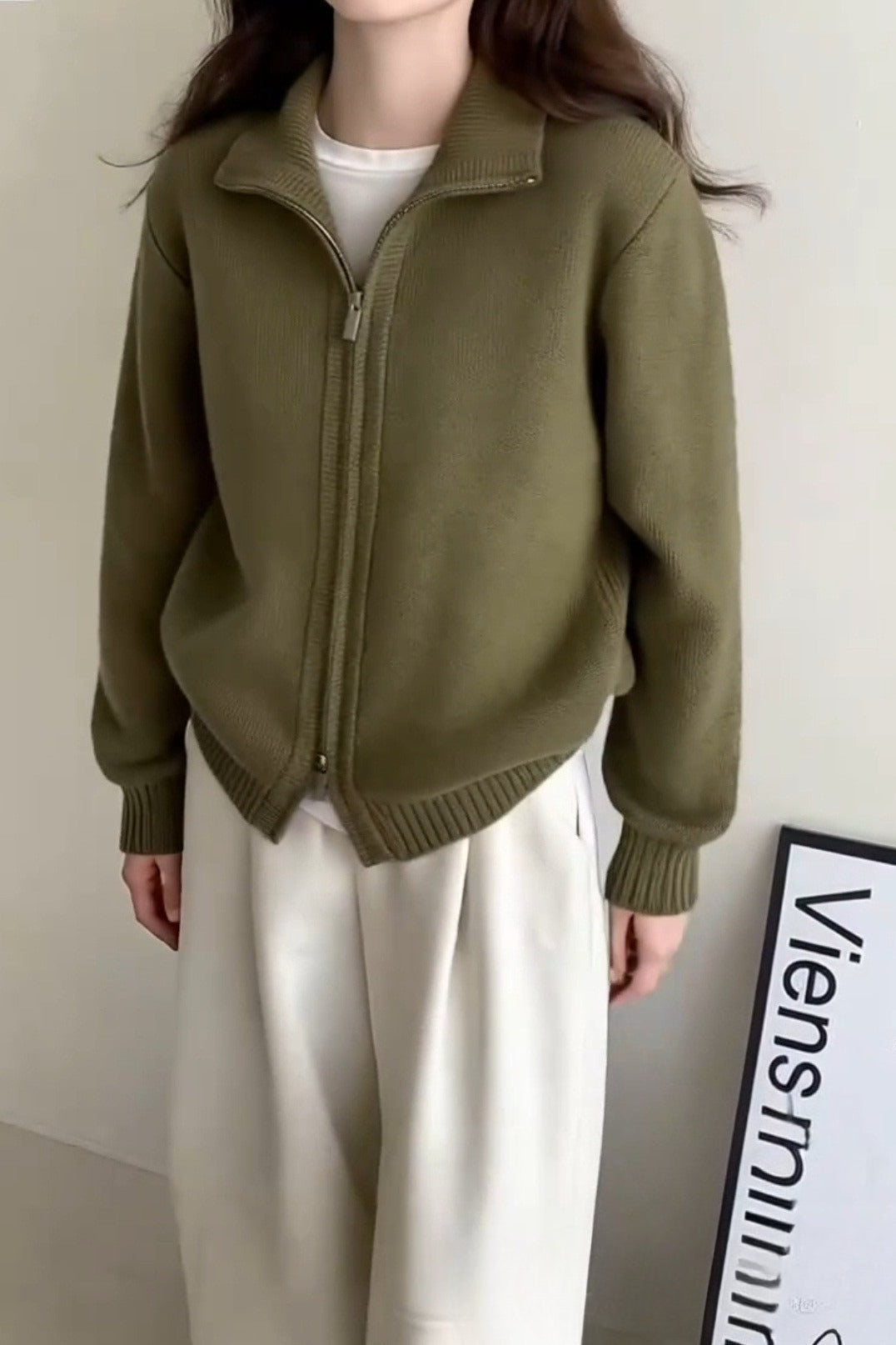 High Neck Double Zip Sweater