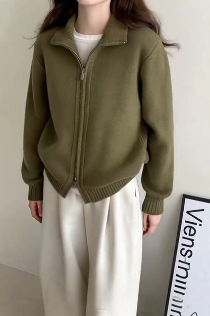 High Neck Double Zip Sweater