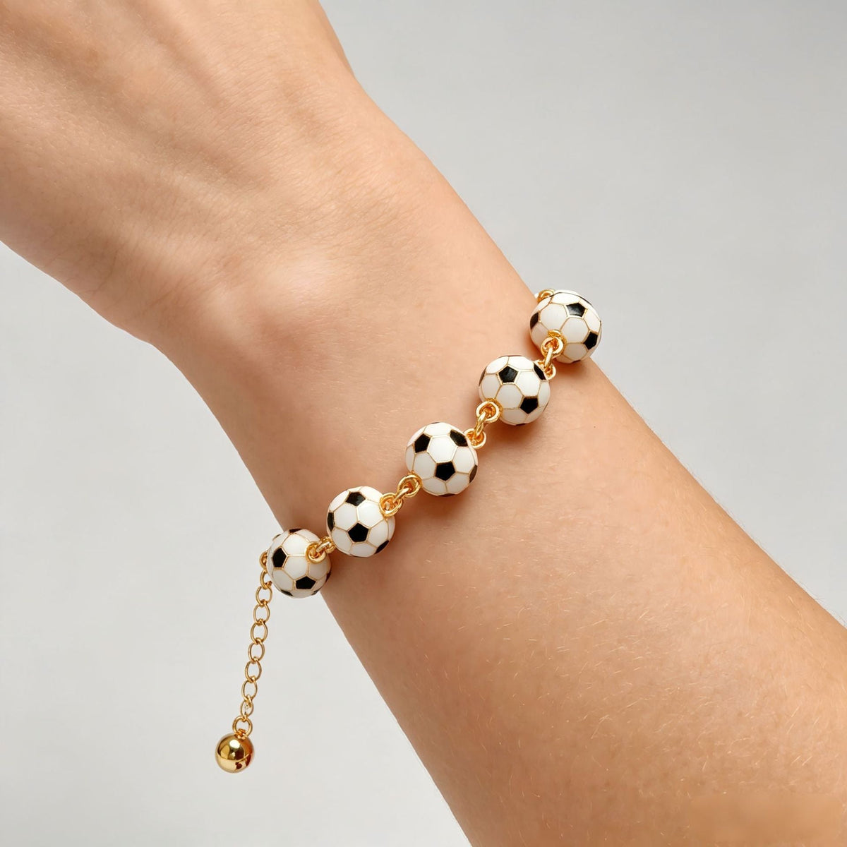 3D Enamel Soccer KC Gold Plated Adjustable Bracelet