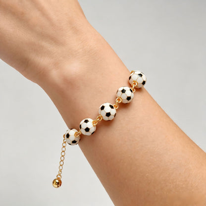 3D Enamel Soccer KC Gold Plated Adjustable Bracelet