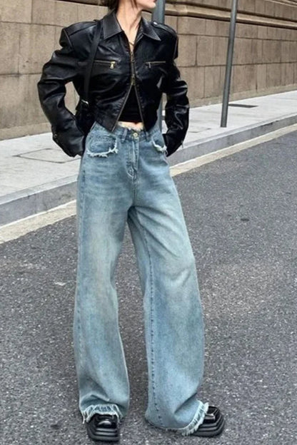 PU Leather Biker Short Jacket