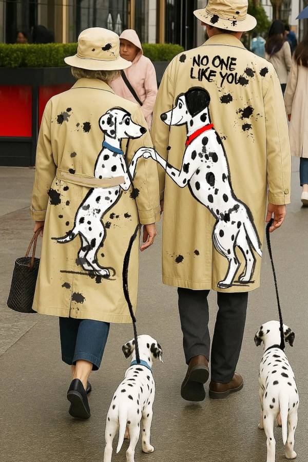 Collared Dog Print Couple Jacket