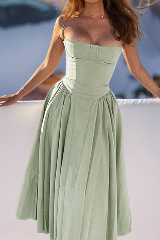 Elegant Vintage Satin Halter Maxi Prom Dress
