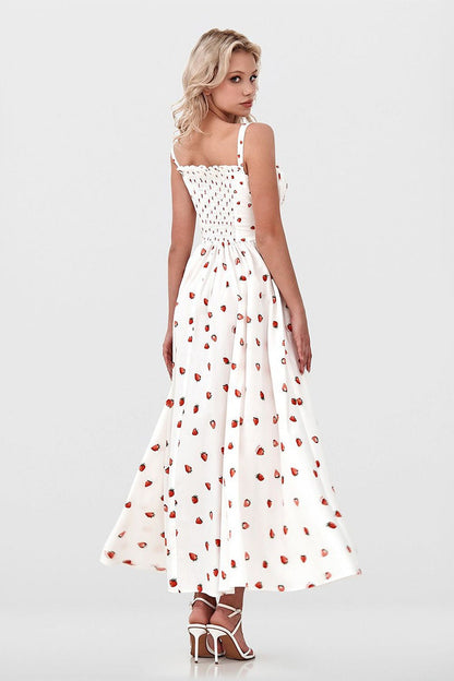 Low Neck Strap High Waist Slit Floral Dress