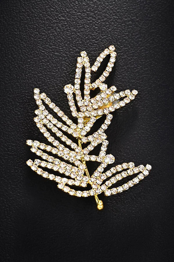 Rhinestone Leaf Ear-Cuff Earrings
