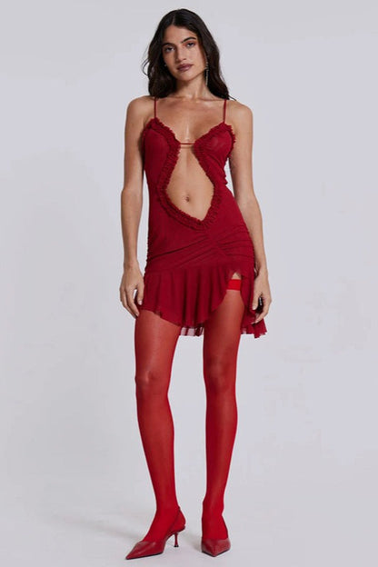 Shirred Cut Out Slip Dress