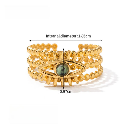 Evil Eye Gold Plated Stainless Steel Ring