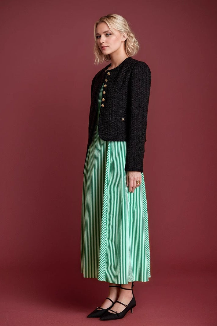Short Tweed Long Sleeve Coat