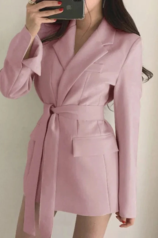 Belted Loose Fit Straight Blazer