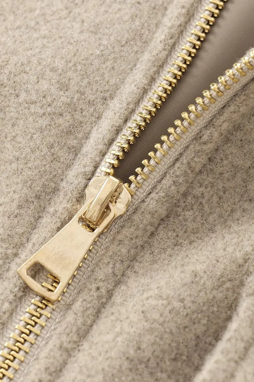 Zipper Pocket Lapel Short Jacket