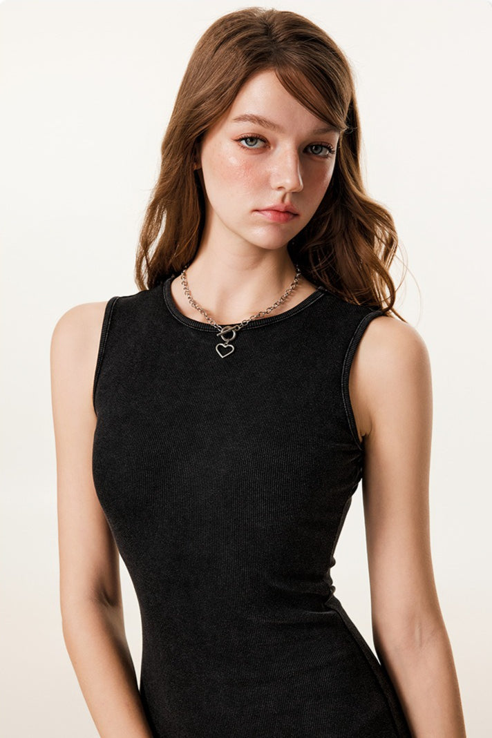 Slim Fitted Knit Tank Sweater Dress