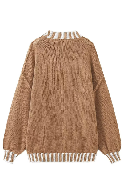 Loose and Slim Soft Long-sleeved Stitched Knit Sweater