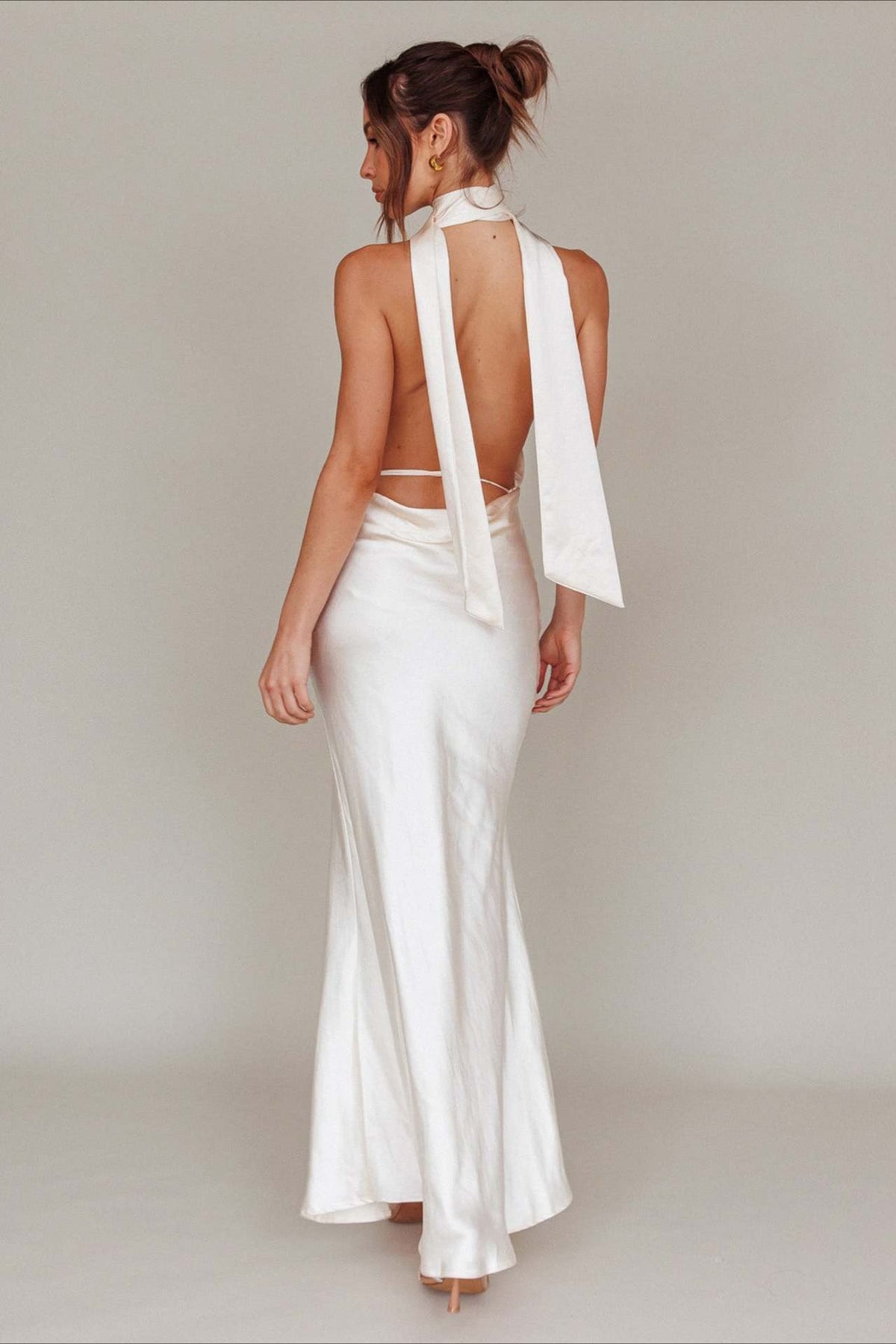 Deep V Halter Backless Prom Dress
