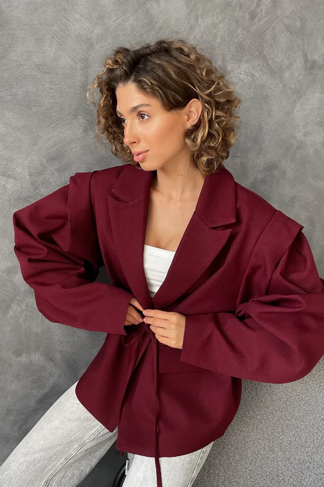 Long Sleeve Lace-up Office Blazer
