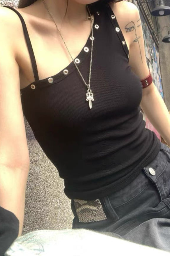 One Shoulder Sling Slinky Chic Crop Top