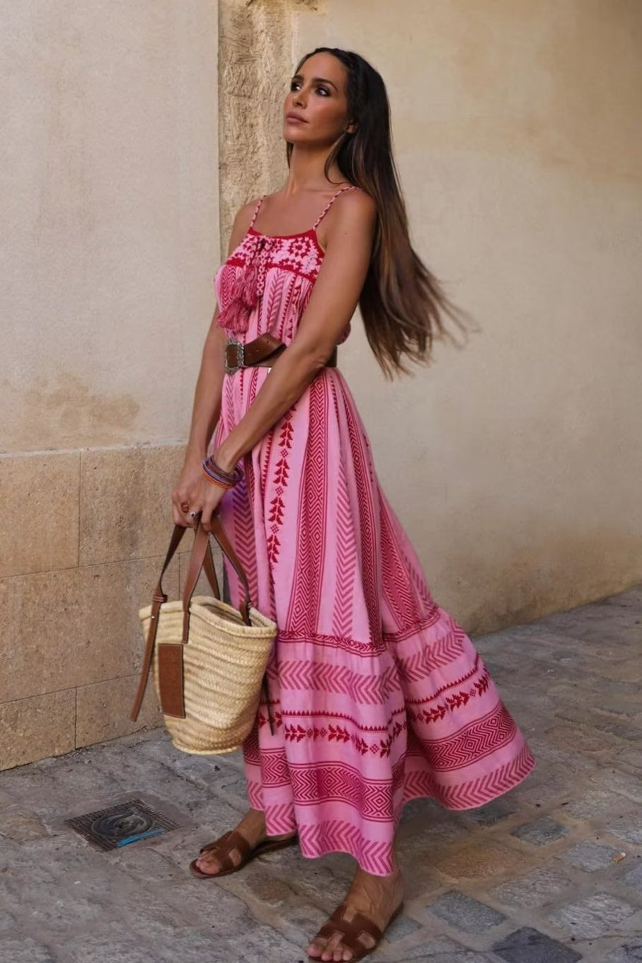 Crochet Knit Spaghetti Strap Boho Dress