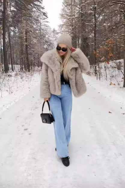 Faux Fox Fur Luxe Texture Coat