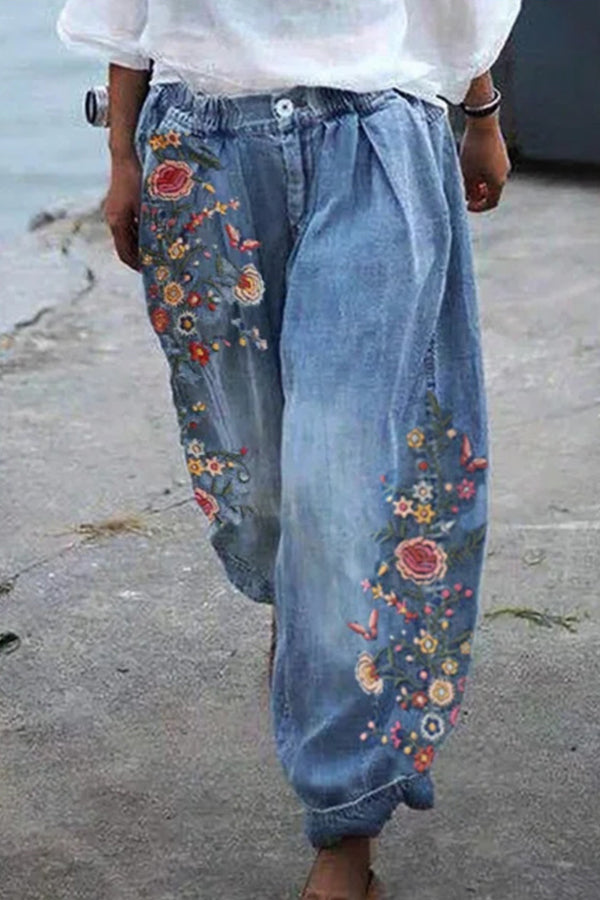 Bohemian Floral Printed Oversized Harem Pants