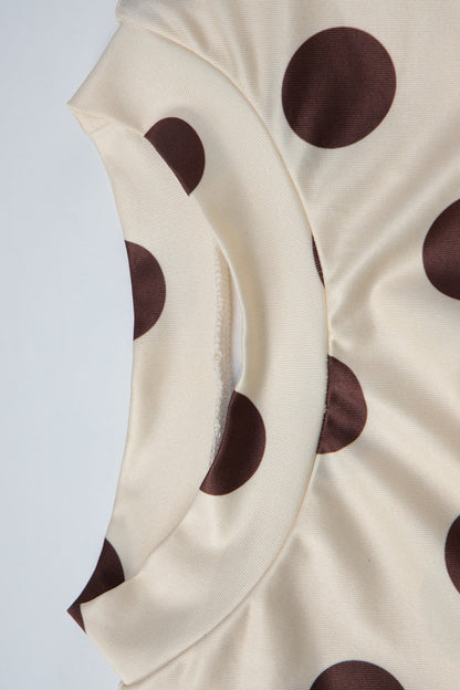 Polka Dot Waist Cinched Slim Crop Top