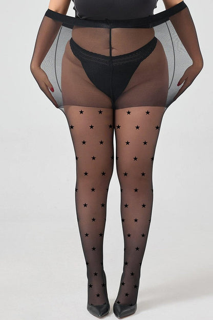 Plus Size Star Jacquard Sheer Tights