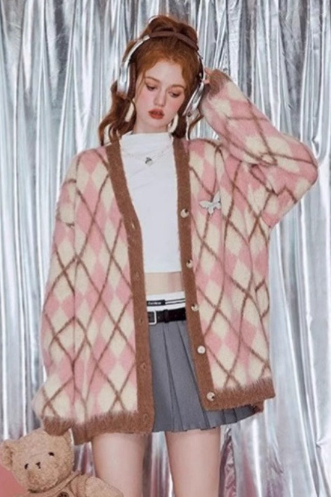 Vintage Argyle Mohair Cardigan