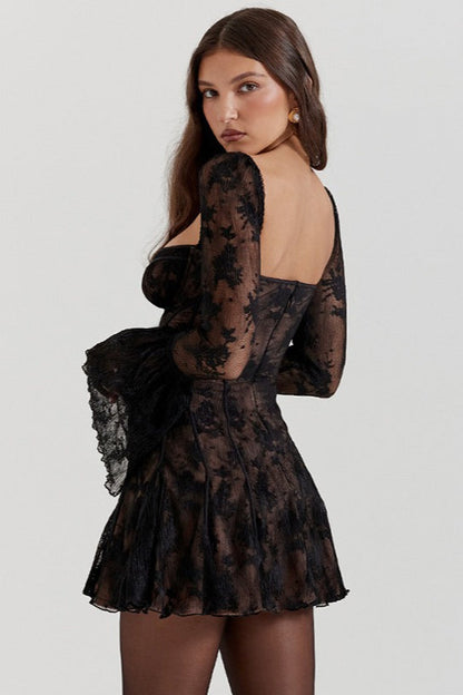 Strapless Bell Sleeve Lace Dress