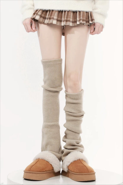 Ribbed Knit Bell Bottom Long Leg Warmers