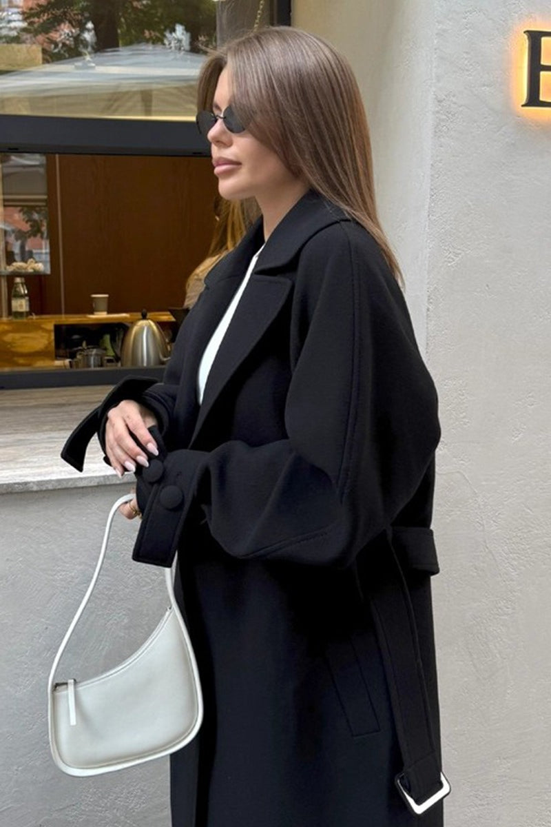 Long Belted Relaxed Overcoat