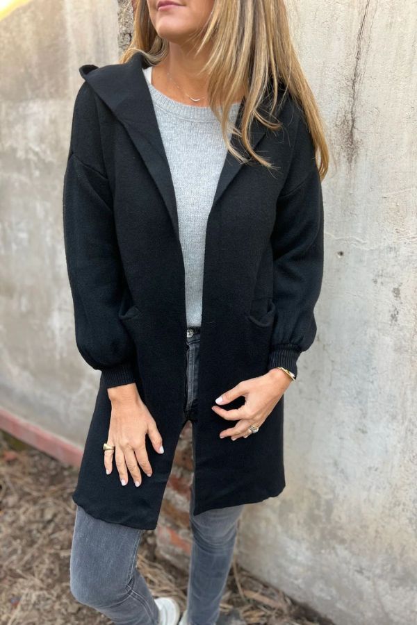 Solid Color Casual Woolen Pocket Hooded Jacket