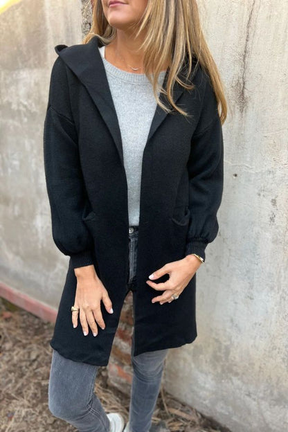 Solid Color Casual Woolen Pocket Hooded Jacket