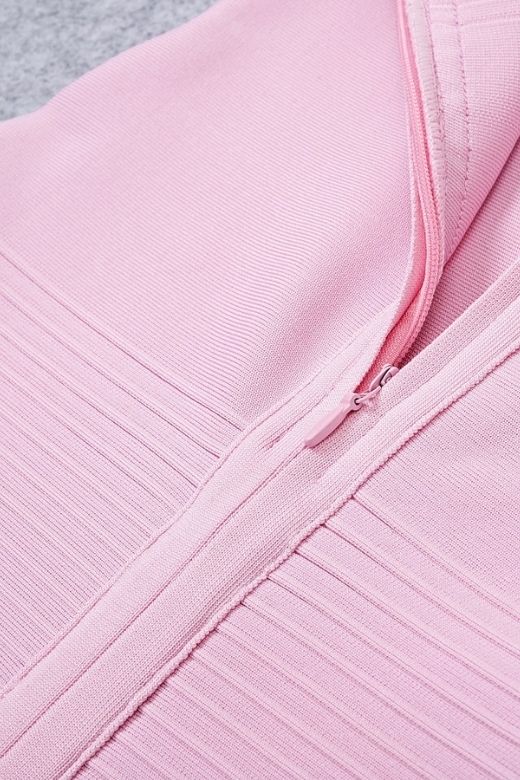 Dusty Pink Off Shoulder Scalloped Ruffle Bandage Bodycon Midi Dress
