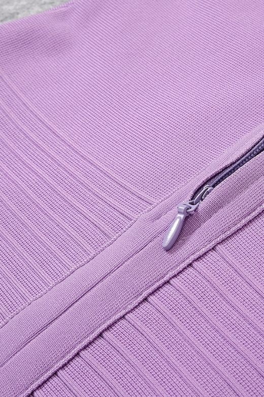 Violet Purple Off Shoulder Scalloped Ruffle Bandage Bodycon Midi Dress