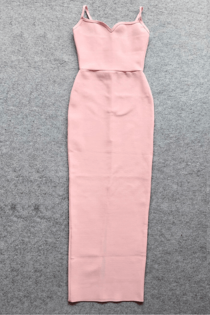 Dusty Pink Corset Bustier Sweetheart Two-Piece Bodycon Maxi Set