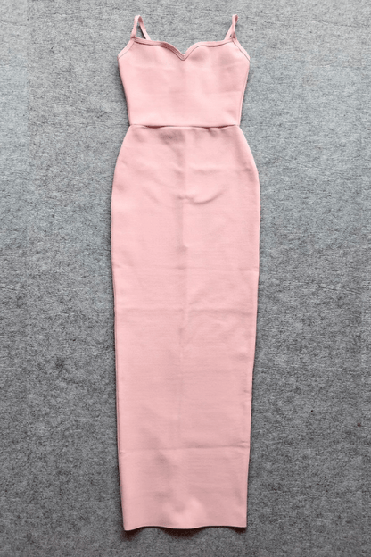 Dusty Pink Corset Bustier Sweetheart Two-Piece Bodycon Maxi Set