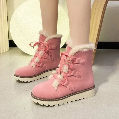 Round Toed Platform Plush Warm Waterproof High Snow Boot