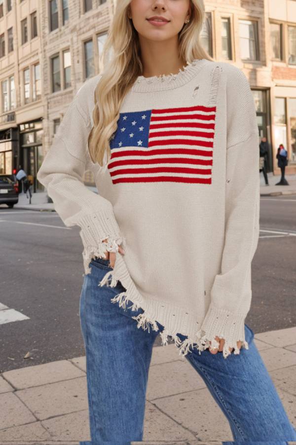 Round Neck Flag Fashion Sweater