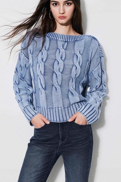 Vintage Cable Knit Off-Shoulder Sweater