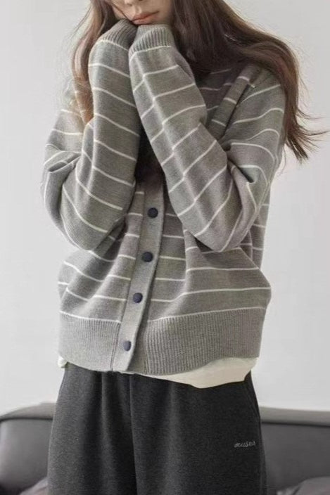 Colorblock Striped Casual Sweater