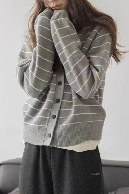 Colorblock Striped Casual Sweater