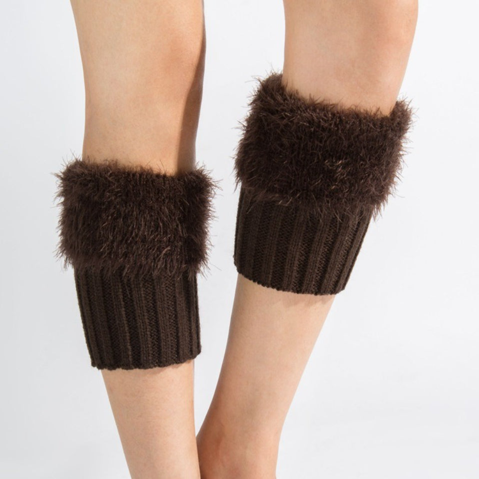 Short Feather Yarn Foldover Boot Cuffs