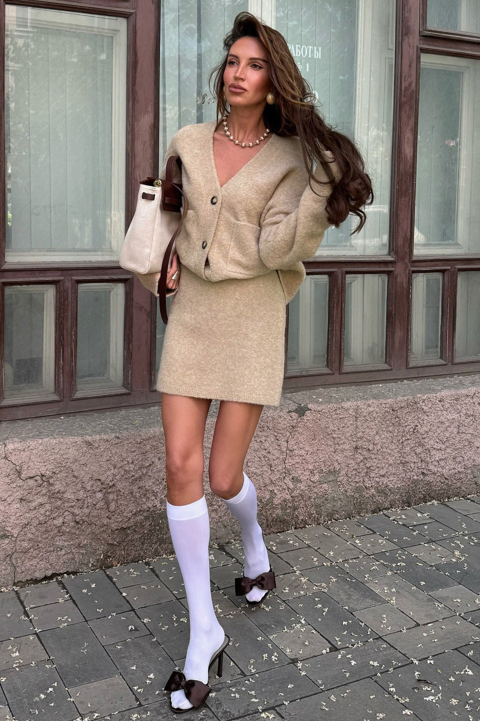 Solid Color Knit Blend Bodycon Office Skirt