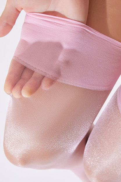 Shiny Satin Wide Rib Top Thigh-High Stockings