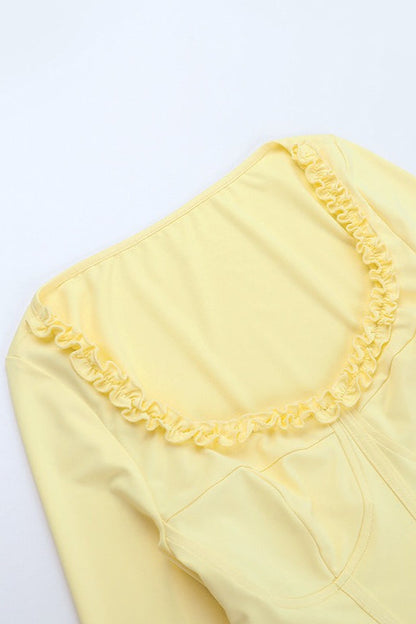 Lettuce Edge Waist Cinched Long Sleeve Tee