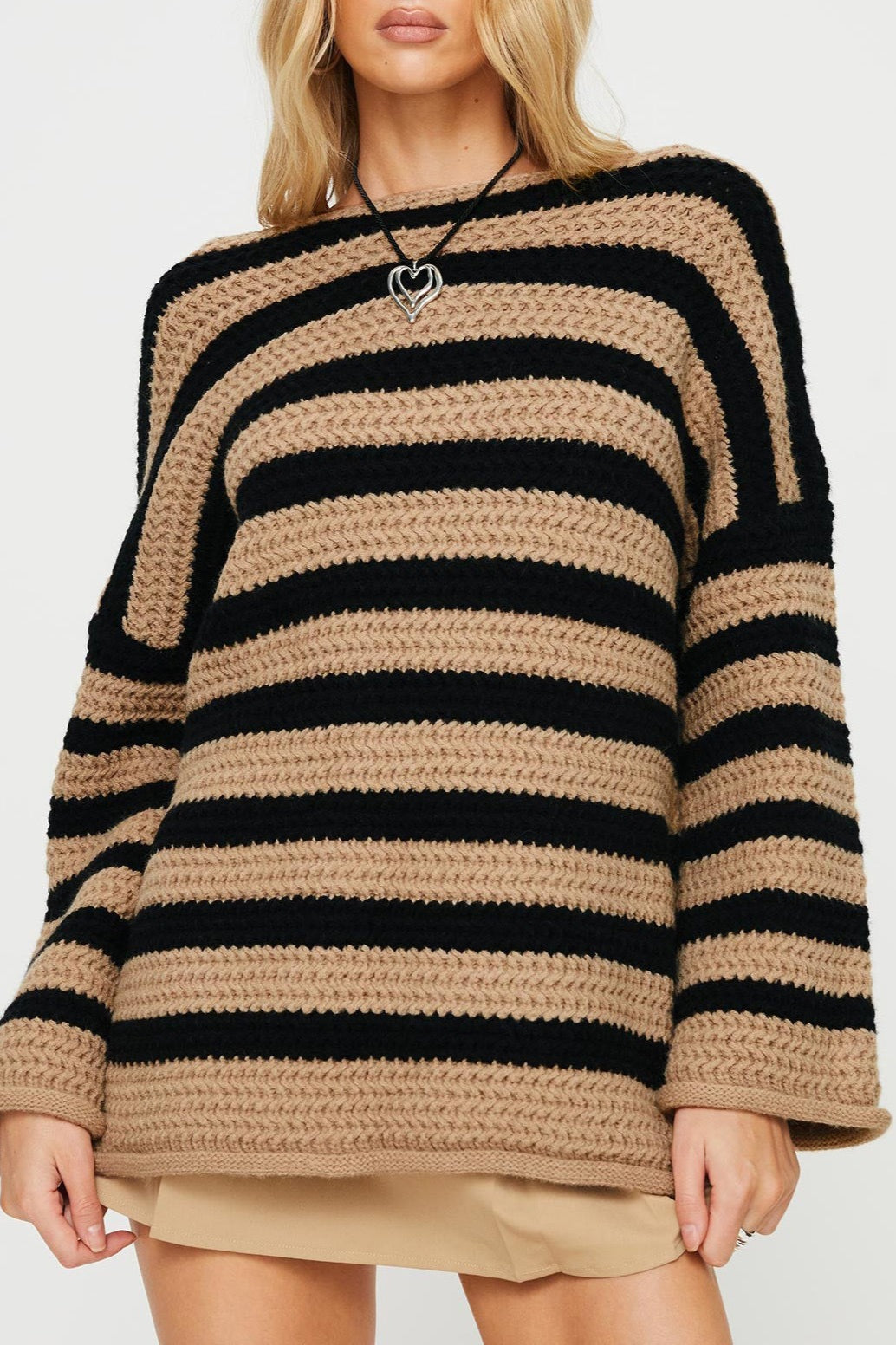Striped Knit Casual Loose Sweater
